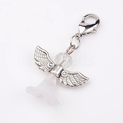 Angel Tibetan Style Glass Pendants X-HJEW-JM00190-1