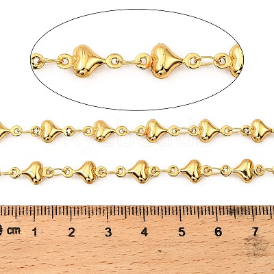 304 Stainless Steel Heart Link Chains CHS-G042-01G-04-1