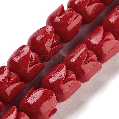 Synthetic Coral Flower Rose Beads Strands CORA-U001-01B-03-1