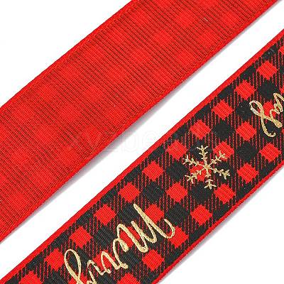 1 Roll Christmas Printed Polyester Grosgrain Ribbons OCOR-YW0001-05D-1