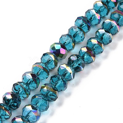 Transparent Electroplate Glass Beads Strands GLAA-F122-04F-1