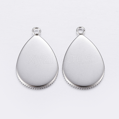 Tarnish Resistant 304 Stainless Steel Pendant Cabochon Settings X-STAS-P198-14B-1