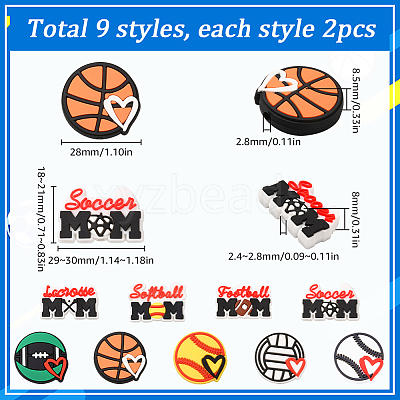18Pcs 9 Styles PVC Plastic Beads FIND-SC0011-81-1