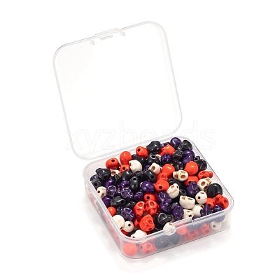 200Pcs 4 Colors Dyed Synthetic Turquoise Beads Strands G-LS0002-18-1
