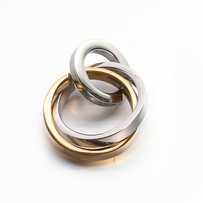 304 Stainless Steel Interlocking Ring Pendants STAS-E090-90G-1