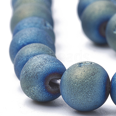 Electroplate Natural Druzy Geode Weathered Agate Beads Strands G-S284-8mm-03-1