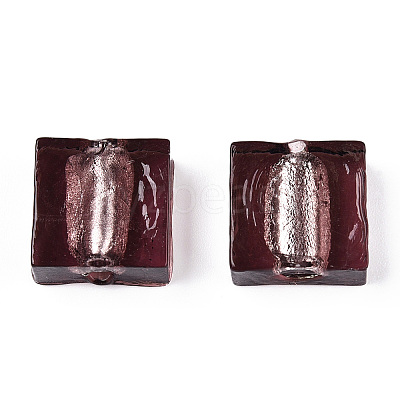 Handmade Silver Foil Lampwork Beads FOIL-S006-12x12mm-05-1