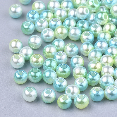 Rainbow ABS Plastic Imitation Pearl Beads OACR-Q174-6mm-03-1