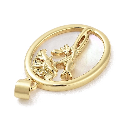Rack Plating Brass Pave Shell Pendants KK-Z064-28G-07-1