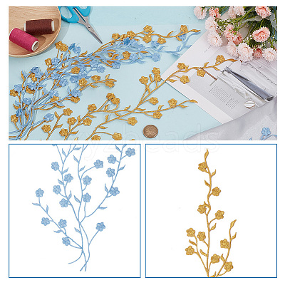 4Pcs 2 Colors Plum Blosssom Cotton Computerized Embroidery Iron on Patches PATC-GO0001-02-1