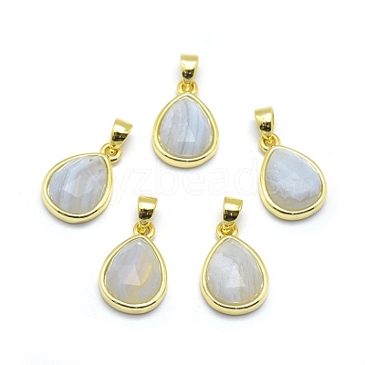 Natural Blue Lace Agate Pendants G-O176J-06G-1