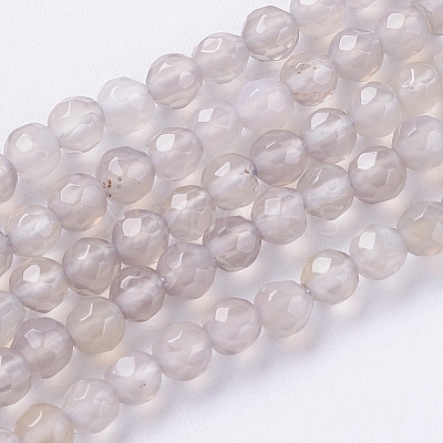 Natural Grey Agate Beads Strands X-G-G580-4mm-08-1