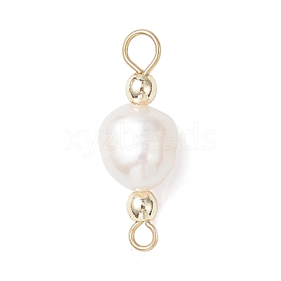Natural Freshwater Pearl with Synthetic Non-magnetic Hematite Potato Connector Charms PALLOY-JF04713-1