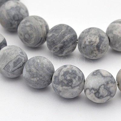 Natural Map Stone/Polychrome Jasper/Picasso Stone/Picasso Jasper Beads Strands G-D657-4mm-1