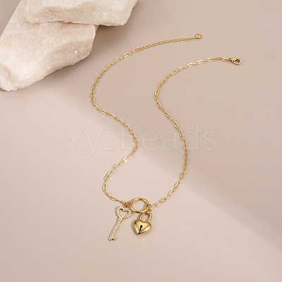 Valentine's Day 304 Stainless Steel Crystal Rhinestone Pendant Necklaces WGE27DF-01-1