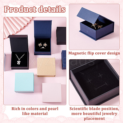 18Pcs 6 Colors Square Paper Magnetic Flip Jewelry Storage Gift Case CON-PH0003-02-1