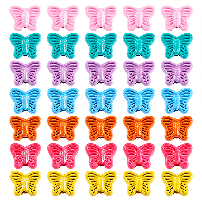 56Pcs 7 Colors Spray Painted Alloy Beads FIND-TA0002-99-1