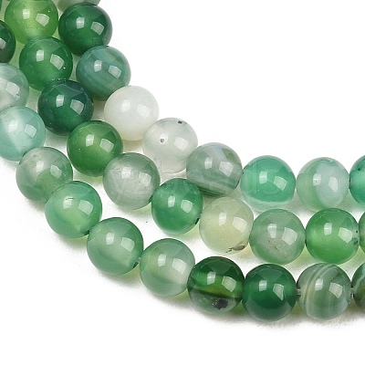 Natural Striped Agate/Banded Agate Bead Strands G-G962-6mm-02-1