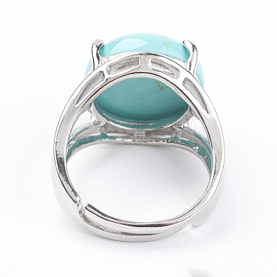 Adjustable Synthetic Turquoise Finger Rings RJEW-F075-01R-1