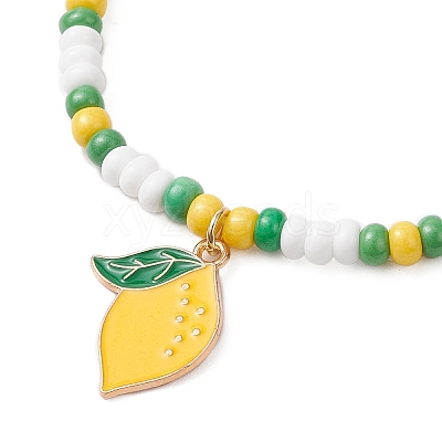9Pcs Fruit Theme Alloy Enamel Charm Bracelets BJEW-MZ00206-03-1