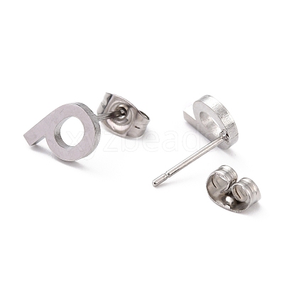 Tarnish Resistant 304 Stainless Steel Greek Alphabet Stud Earrings STAS-D007-07P-17-1