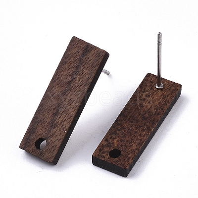 Walnut Wood Stud Earring Findings MAK-N033-009-1