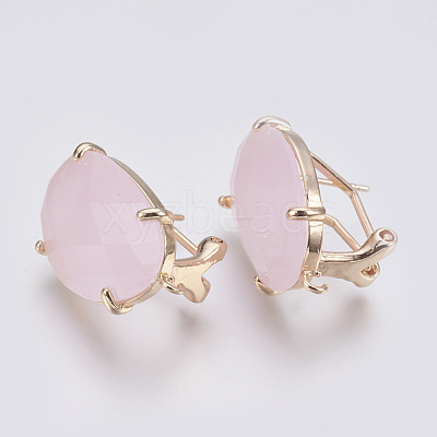 Faceted Glass Stud Earring Findings GLAA-F084-D10-1