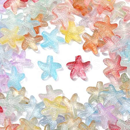 100Pcs Two Tone Transparent Glass Beads GLAA-CJ0001-84-1