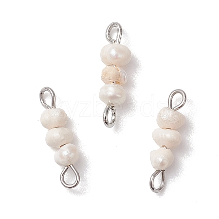 Natural Cultured Freshwater Pearl Potato Beaded Links PALLOY-JF04645-02-1