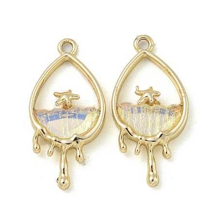 UV Plating Alloy Resin Pendants FIND-M033-23G-02-1