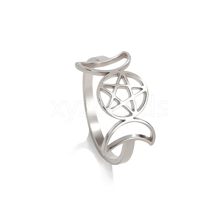 Moon Phase 304 Stainless Steel Finger Rings FS-WGB8857-04-1