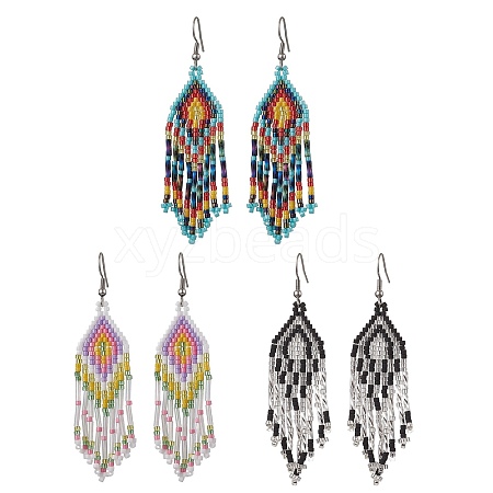 Boho 304 Stainless Steel with Glass Dangle Stud Earring EJEW-MZ00175-1