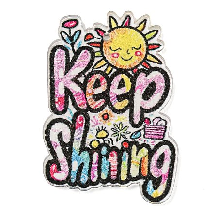 Motivational Quote Keep Shining Printed Acrylic Pendants MACR-K362-01E-1