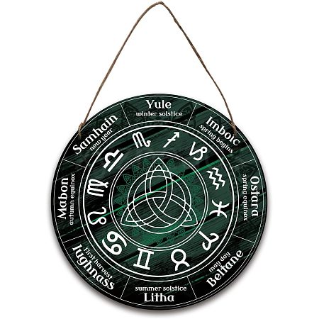 Wood Witch Calendar Hanging Wall Decorations HJEW-WH0027-22-1