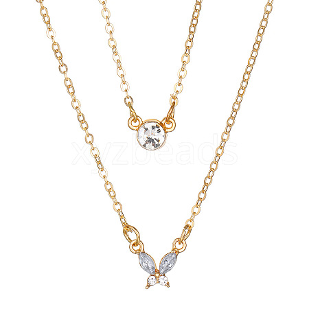 Alloy Rhinestone Layered Necklaces PW-WGE57FA-04-1