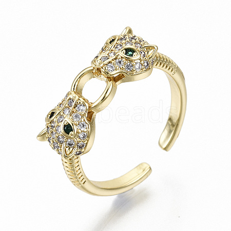 Brass Micro Pave Clear Cubic Zirconia Cuff Rings RJEW-S044-076-NF-1