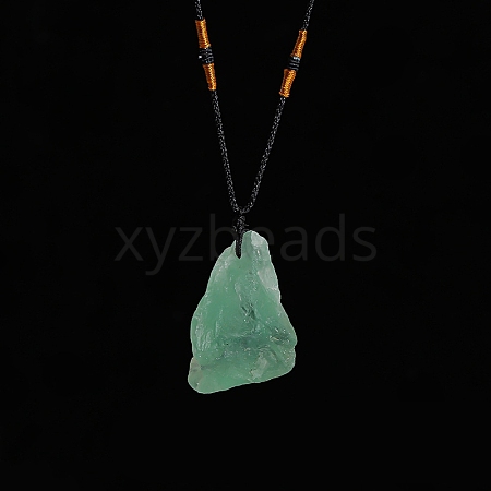 Natural Raw Green Fluorite Nugget Pendant Necklaces PW-WG79580-02-1