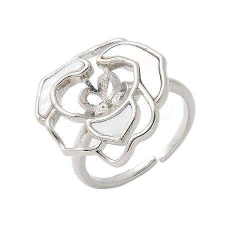 Flower Brass Shell Cuff Ring Settings KK-K297-01P-1