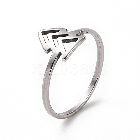 Non-Tarnish 201 Stainless Steel Arrow Mark Finger Ring for Women RJEW-J051-05P-1