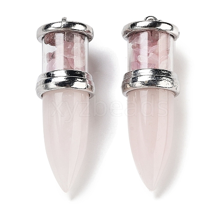 Natural Rose Quartz Pointed Big Pendants G-B077-02P-01-1