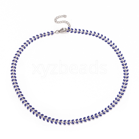 Enamel Wheat Link Chain Necklace NJEW-P220-02P-02-1