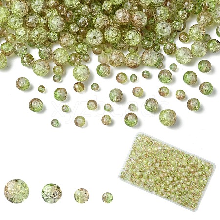 400Pcs 4 Styles Spray Painted Crackle Glass Beads CCG-YW0001-20F-1