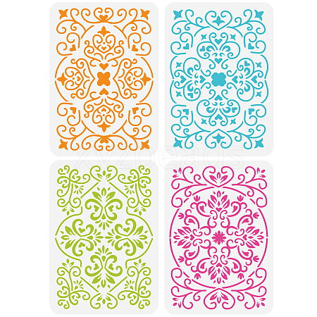 4Pcs 4 Styles PET Hollow Out Drawing Painting Stencils DIY-WH0394-0131-1