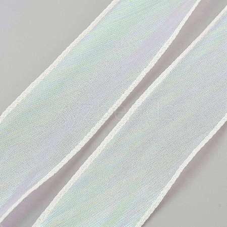 10 Yards Polyester Iridescent Lace Ribbon OCOR-WH20001-12A-1