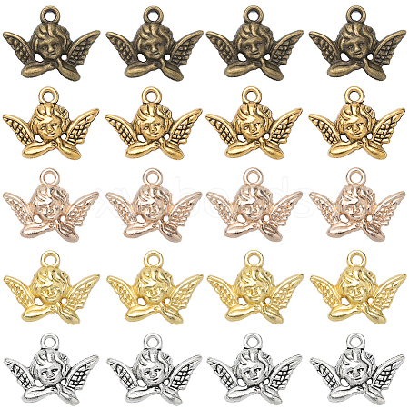 SUNNYCLUE 100Pcs 5 Colors Tibetan Style Alloy Pendants FIND-SC0005-57-1