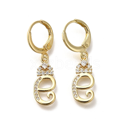 Brass Clear Cubic Zirconia Hoop Earrings EJEW-M045-01E-1