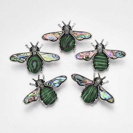 Synthetic Malachite Brooches/Pendants G-S353-08F-1