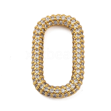 Rack Plating Brass Micro Pave Clear Cubic Zirconia Linking Rings KK-Z070-12G-03-1