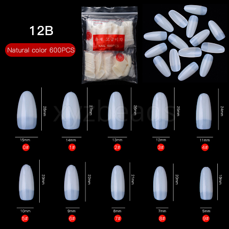 ABS Plastic Seamless Almond False Nail Tips MRMJ-Q069-012B-1