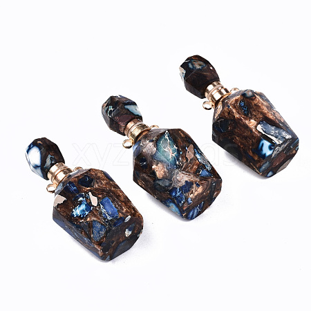 Assembled Synthetic Bronzite and Imperial Jasper Openable Perfume Bottle Pendants G-S366-058B-1